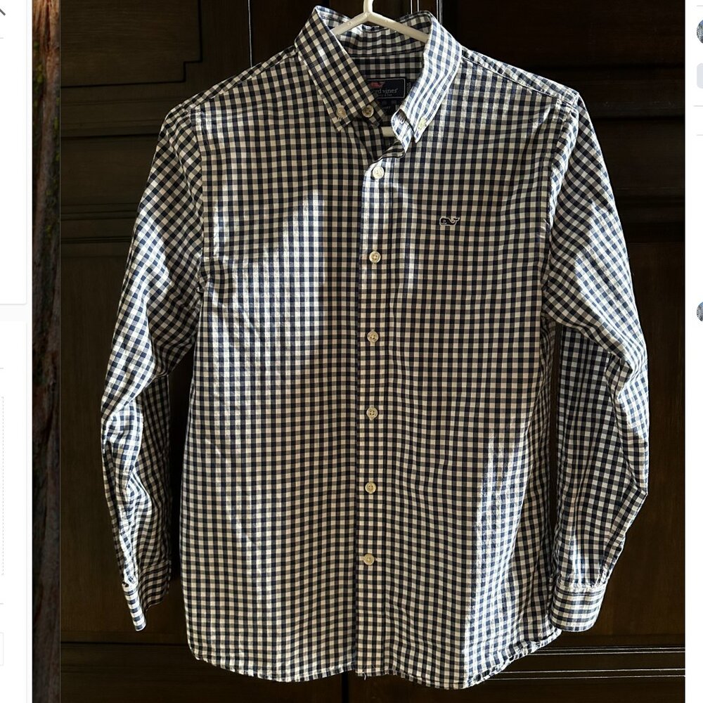 Vineyard Vines Navy Blue/White Whale Long Sleeve Button Down Shirt